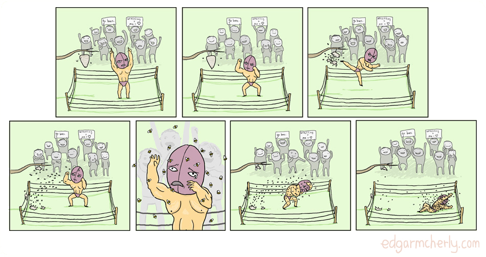 Bee wrestling comic